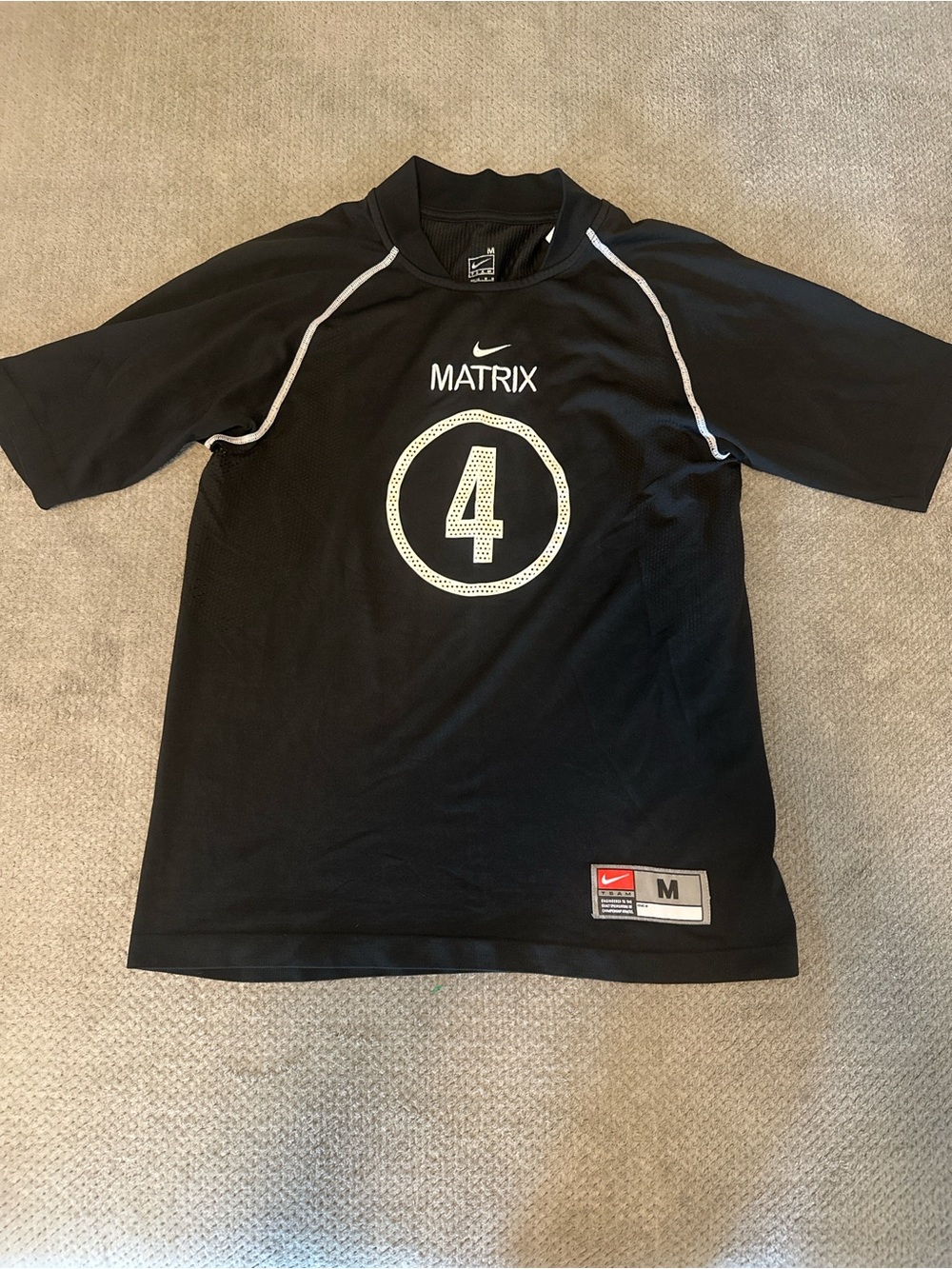 Nike Black Matrix Short-Sleeve Performance Jersey with White Number